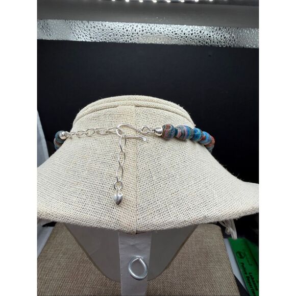 Sterling Silver Multicolor Beaded Necklace w/ Teardrop Pendant – Artisan Stateme - Picture 2 of 10